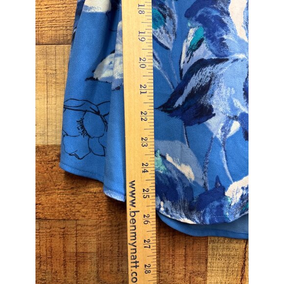Apt. 9 Womens Medium Blue Sleeveless Floral Blouse - Picture 4 of 6